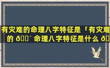 有灾难的命理八字特征是「有灾难的 🐴 命理八字特征是什么 🦅 意思」